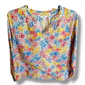 Croft & Barrow Lightweight Boho Multicolor Floral Cottagecore Tunic Shirt Size L